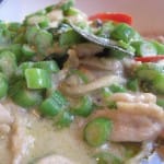 A close up of the Green Chicken Curry in a Coconut Sauce