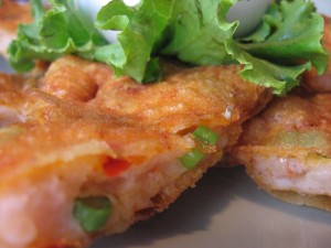 Close up of Spicy Shrimp Pancake