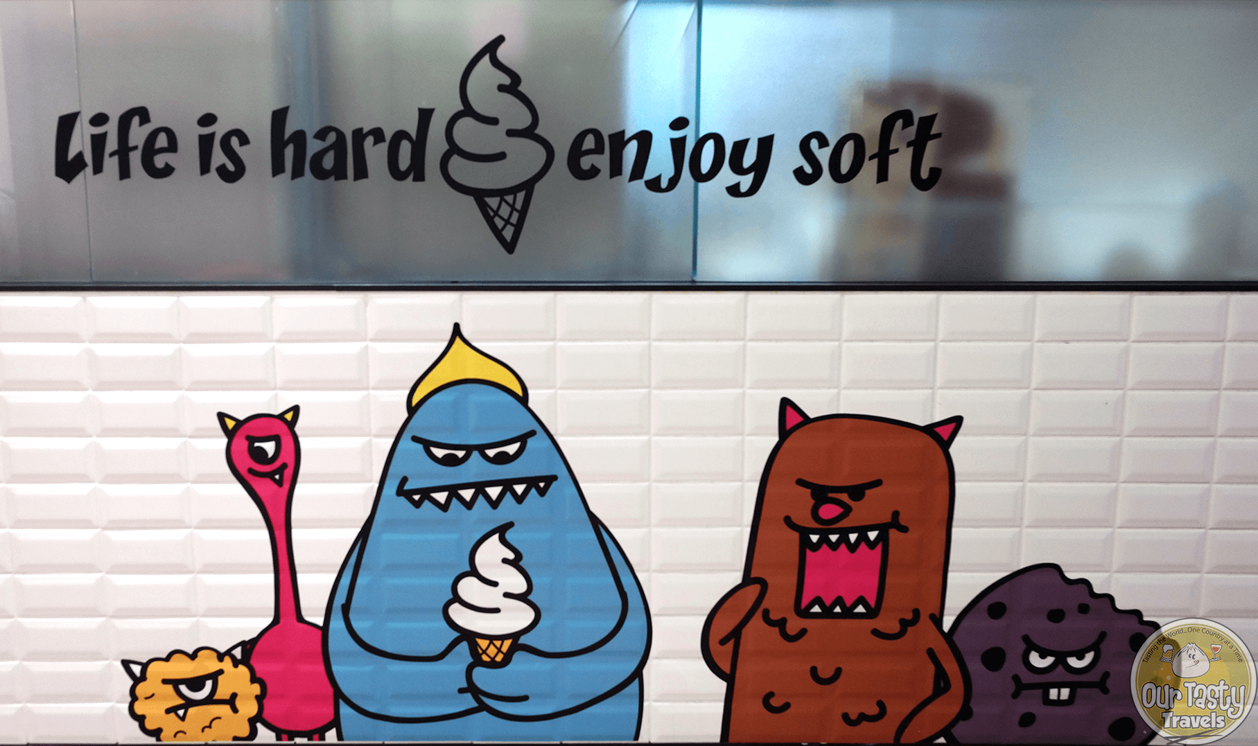 Sweet Monster Mascots and tagline "Life is hard, enjoy soft." -- ourtastytravels.com