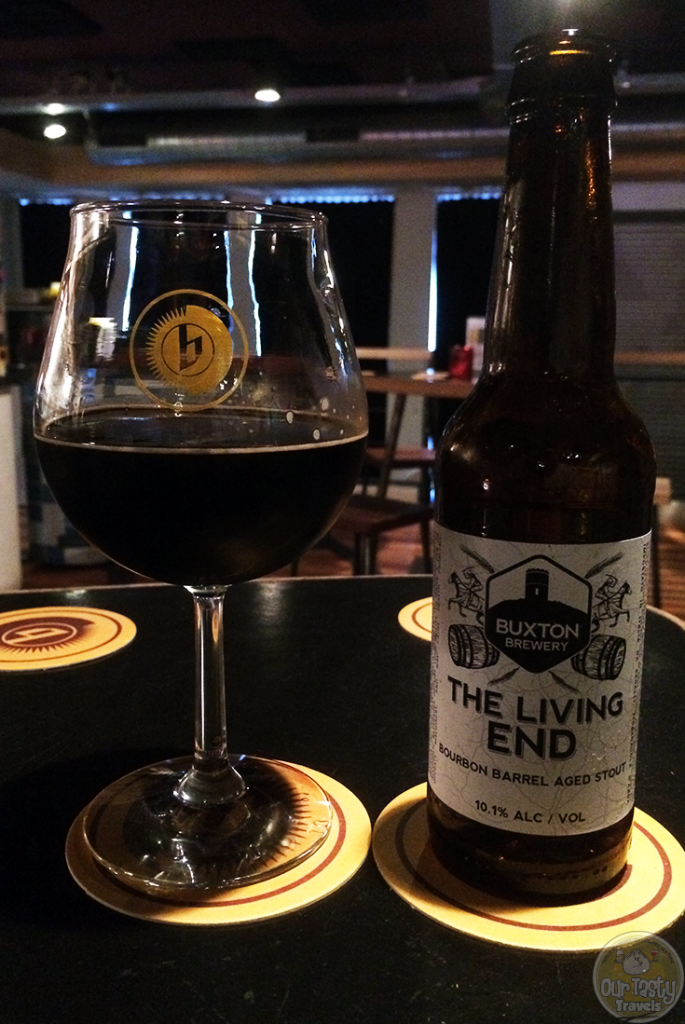11-Aug-2015: The Living End (Bourbon Barrel) by Buxton Brewery. Very nice (once it warmed up a little). Dark coffee. Caramel and vanilla. Some chocolate. All that dark stuff. A wee bit boozey on the aftertaste. But still lovely. #ottbeerdiary