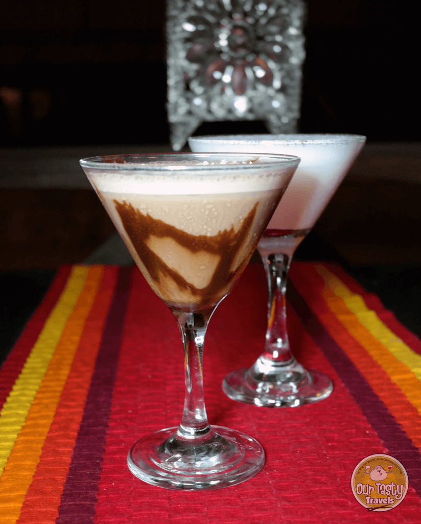 Chocolate Martini and White Chocolate Martini at Finn and Martini on Ambergris Caye, Belize - ourtastytravels.com