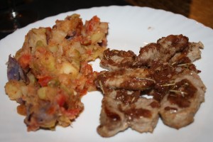 Kalamata Pork Tenderloin and Greek Potato Stew 