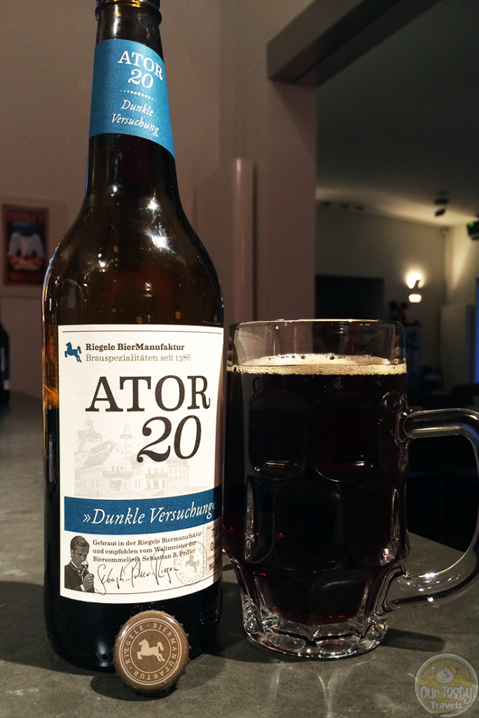 07-Sep-2015: Ator 20 by Brauhaus Riegele. Wonderfully intense chocolate aroma. Cocoa and bitter flavor. Not sweet like I would have feared. Excellent! #ottbeerdiary