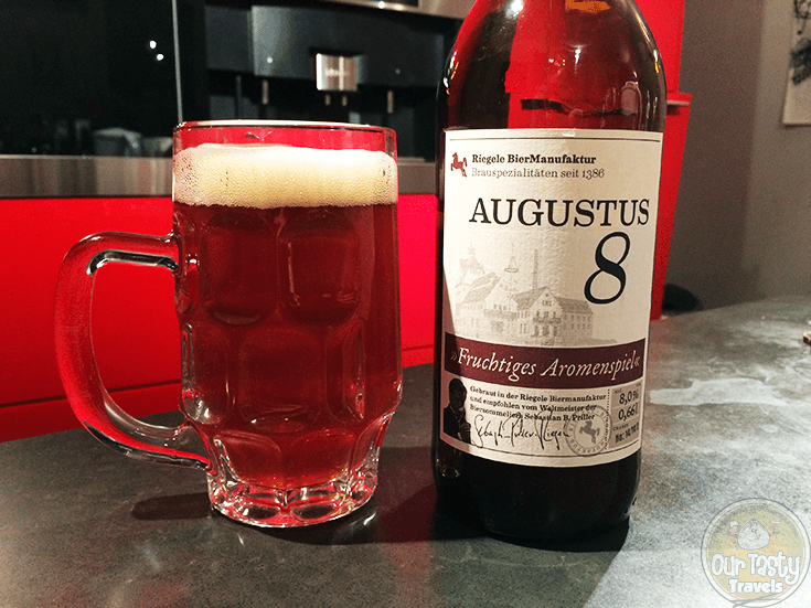 17-Jan-2016: Riegele's Augustus Weizen Doppelbock / Augustus 8 by Brauhaus Riegele. Sweet aroma. Flavors blending Bock sweetness and Hefe fruit/wheat, with a bitterness to connect the two. #ottbeerdiary
