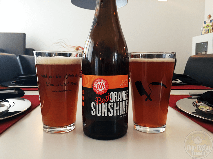17-Oct-2015: Best Orange Sunshine by Brasserie Bours. A one-time brewed Craft beer, only 130 75cl bottles, bottled on 28-September-2014. This beer was especially made for the BEST project, one of the selected ASML 30 for change projects in conjunction with the 30th anniversary of Dutch semiconductor equipment manufacturer ASML in 2014. The brewer calls this beer a Hoppy Amber, with Galaxy, Citra & Kohatu hops. Five different types of barley were used (Pils, Munich, Cara, Crystal, and Bisquit), as well as rye and flaked oats. #ottbeerdiary