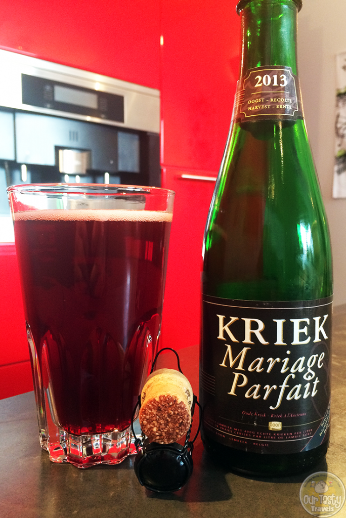 09-Aug-2015: Kriek Marriage Parfait (2013) by Brouwerij Boon. Deep ruby color. Slight medicinal smell. Balanced sour and fruit, a little subdued. Neither overpowers. #ottbeerdiary