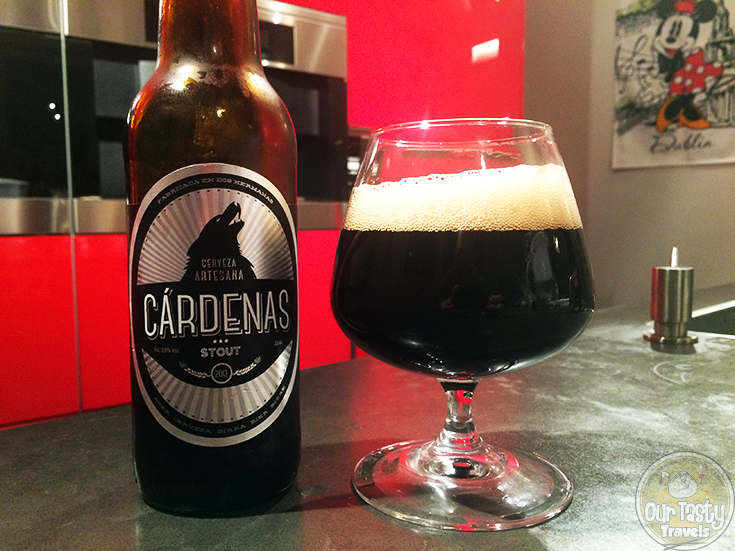 12-Aug-2015: Cardenas Stout by Cervezas Cardenas from near Seville, Spain. Guinness in style. A bit more bitterness. Not quite as smooth. Only 3.8% ABV, which does tend to a bit more watery finish. #ottbeerdiary