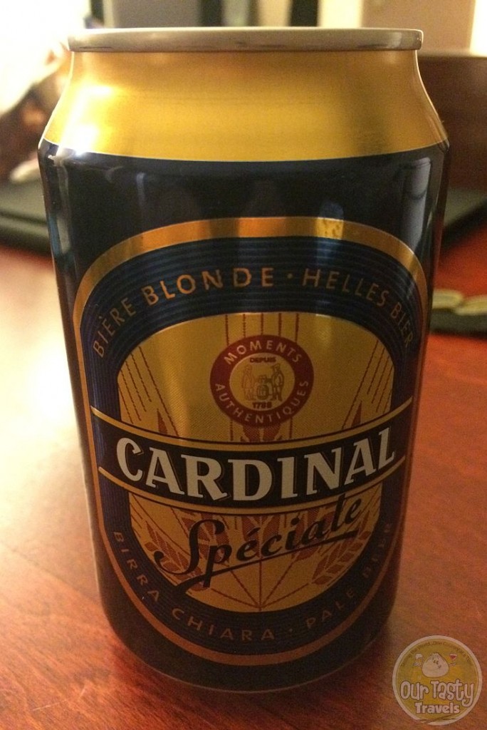 13-Jun-2015 : Cardinal Spéciale by Feldschlösschen. Hotel minibar beer. Thrilled it's Swiss (even if part of Carlsberg group)! A Pilsner, decent. Special? Perhaps not. But it'll do! #ottbeerdiary