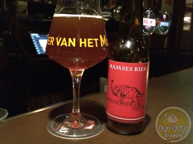 17-Mar-2017 : Den Dorstige Tijger IPA from Ramses Bier of Hooge Zwaluwe in the Netherlands. Centennial Single hopped, and dry hopped to boot. Rather bitter. An amber color without much head. #ottbeerdiary