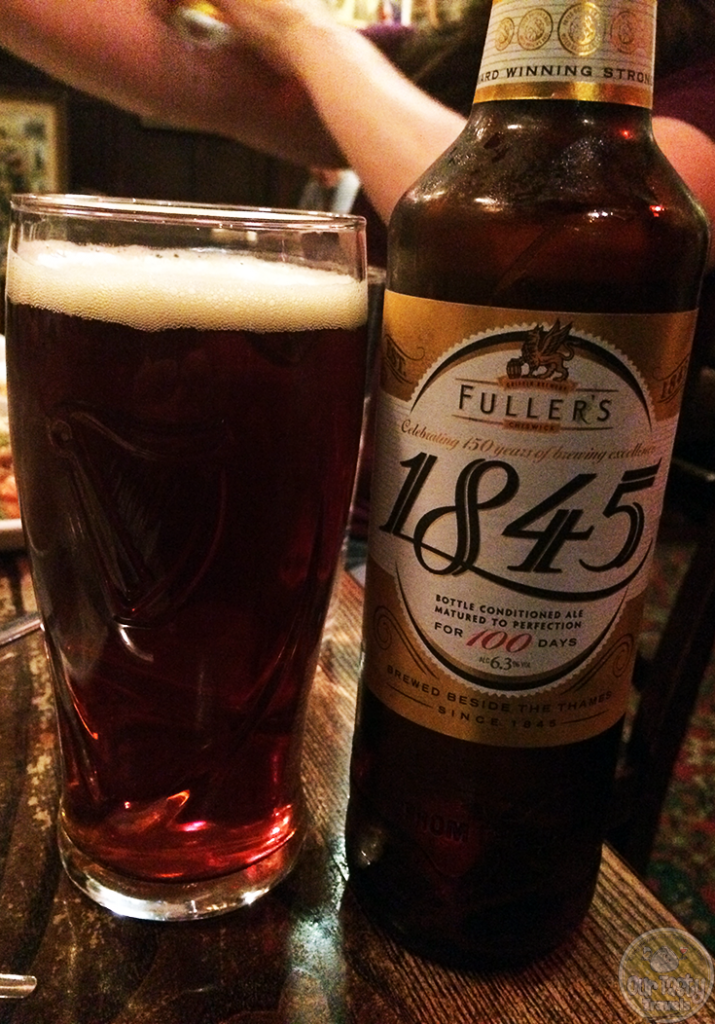 3-Jul-2015 : 1845 by Fuller, Smith & Turner. Very nice bitterness and malt flavors together in this 6.3% English Strong Ale. 500ml bottle at the Churchill Arms, with some excellent Thai food. #ottbeerdiary