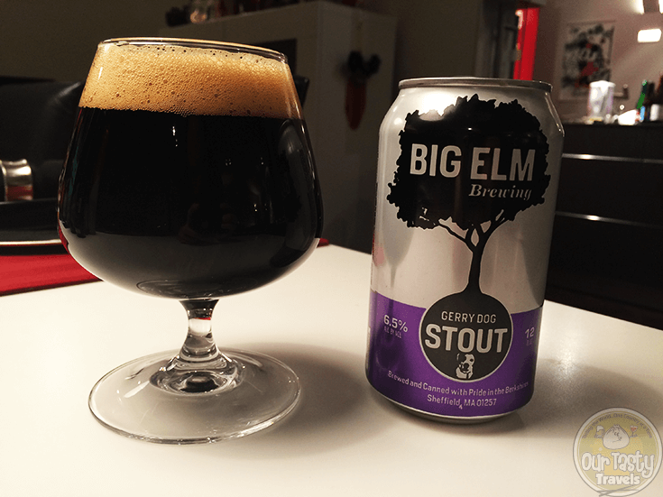 10-Jan-2016: Gerry Dog Stout by Big Elm Brewing. 6.5% ABV in a 12oz can. Making its way across the pond by special delivery. Dark and a week bit fruity. Bitter and a bit drying. A good, easy drinking stout. #ottbeerdiary