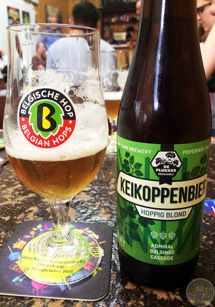 30-Aug-2015: Keikoppenbier by Brouwerij De Plukker of Poperinge, Belgium. While visiting their hop fields. Nice hoppy flavor. Bitter, even a bit spicy. Good body. Very refreshing and drinkable. #ottbeerdiary #ebbc15