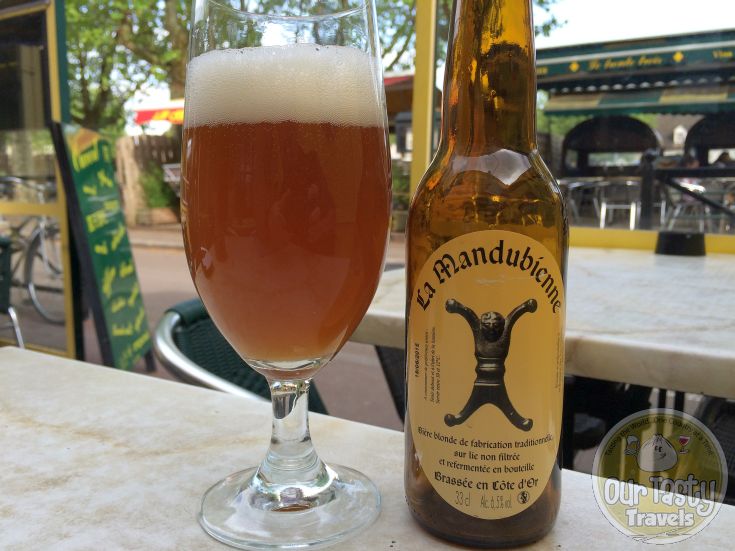 26-Apr-2015 : La Mandubienne Biere Blonde by Brasserie des Trois Fontaines. A cloudy light brown in color, this blonde is a little on the sweeter side. But some hidden bitterness underneath. #ottbeerdiary