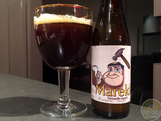 20-Jan-2015 : Mareklop Belgian Quad by 't Hofbrouwerijke from Beerzel, Belgium. Lots of carbonation, gushed from the bottle. Strong toffee flavor, stronger alcohol flavor. #ottbeerdiary