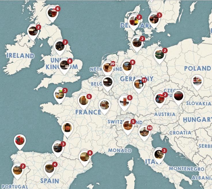 Europe Map of the 2015 #ottbeerdiary brewery locations