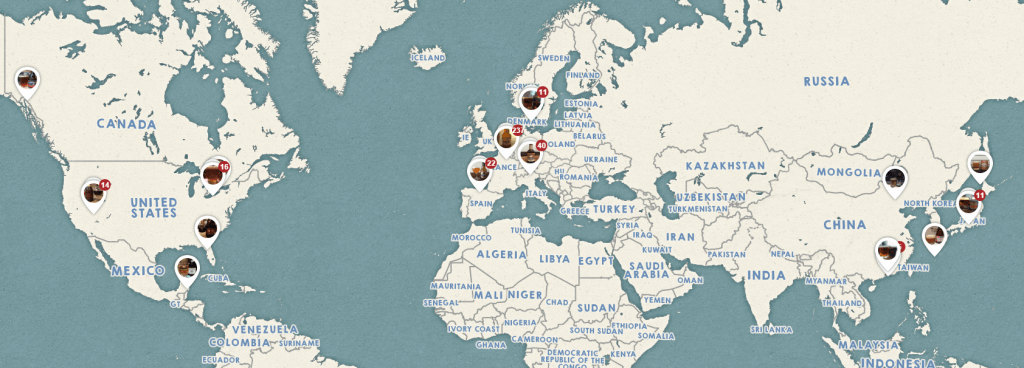 World Map of the 2015 #ottbeerdiary brewery locations
