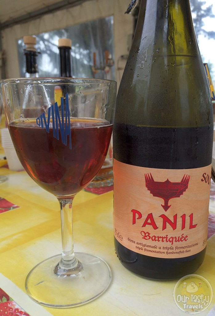 17-Jun-2015 : Panil Barriquée by Panil Birrificio Torrechiara. From the brewery just below Torrechiara castle near Parma. We had a great tour of the brewery and tasting of a selection of their beers and other artisanal products. Some of the best beers in Italy, here #inEmiliaRomagna. Make sure to serve at the proper temperature. So much great wood flavors with the sour. Some bitterness on the aftertaste. Very nice. #blogville #ViaEmilia #ottbeerdiary