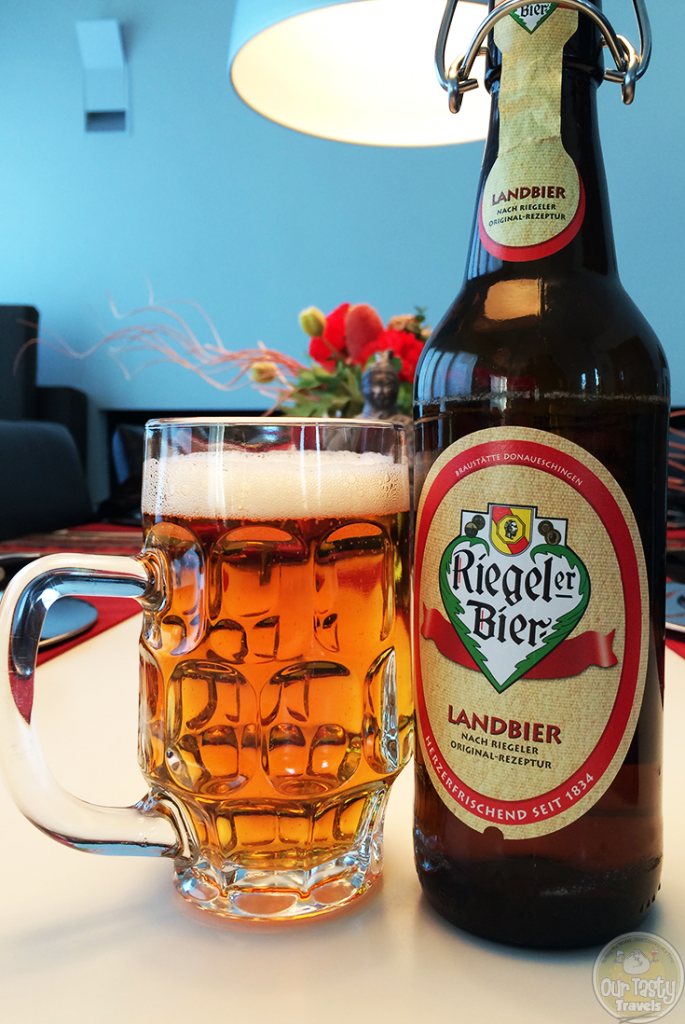 30-Jun-2015 : Riegeler Landbier by Fürstlich Fürstenbergische Brauerei. Picked this up at our dinner stop a few km south of Freiburg, Germany, during our 12+ hour drive home from #Blogville #inEmiliaRomagna, Italy. A very decent Helles Lager. Nice bitterness and malty flavor. #ottbeerdiary