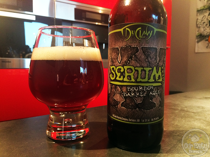 11-Sep-2015: Serum XXIPA Bourbon Barrel Aged by DuClaw Brewing Company of Baltimore, MD. Bourbon Barrel Aged? You can say that again! Lots of bourbon barrel aroma and flavor. But plenty of hoppy bitterness remains underneath. #ottbeerdiary