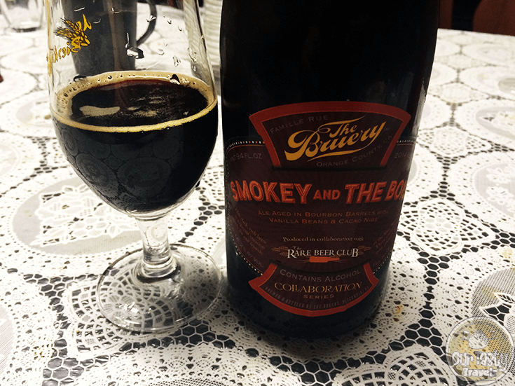 09-Jan-2016: Smokey and the Bois by the Bruery. Oh my. This is a good one. Light smoke aroma. Cocoa, raisin, a little coconut. And the 16.2% abv. But quite tasty! An excellent beer. #ottbeerdiary