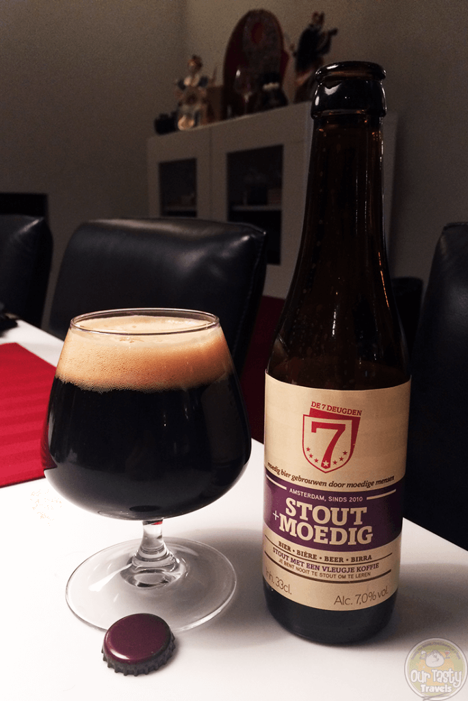 26-Jan-2016: Stout + Moedig by Brouwerij De 7 Deugden of Amsterdam. A 7% ABV 33 cl bottle. 51 EBU / 121 EBC. Nice dark bitterness. Hints of coffee and dark fruit. Pretty good flavor. #ottbeerdiary