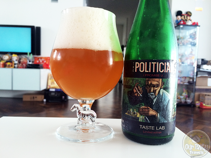 22-Aug-2015: The Politician by Brouwerij Hof ten Dormaal. Part of their Taste Lab Limited edition series. A saison ipa? Intriguing. And tasty! The aroma is more funk. The flavor a nice blend of funk and bitter, a little bit of sweet. I like it! #ottbeerdiary